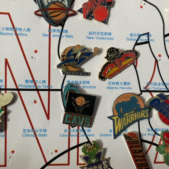 NBA | Accessories | 8 Vintage Nba Pins | Poshmark